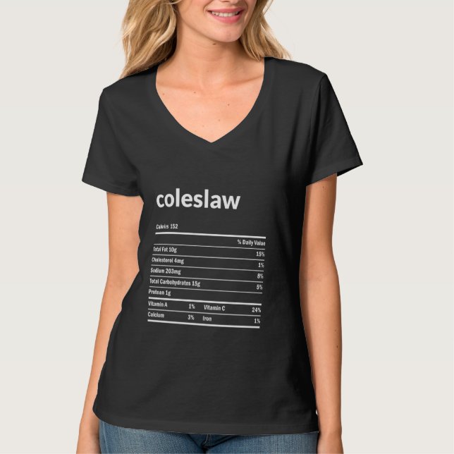 Camiseta Coleslaw Nutrition Facts Ação de Graças de Natal F (Frente)