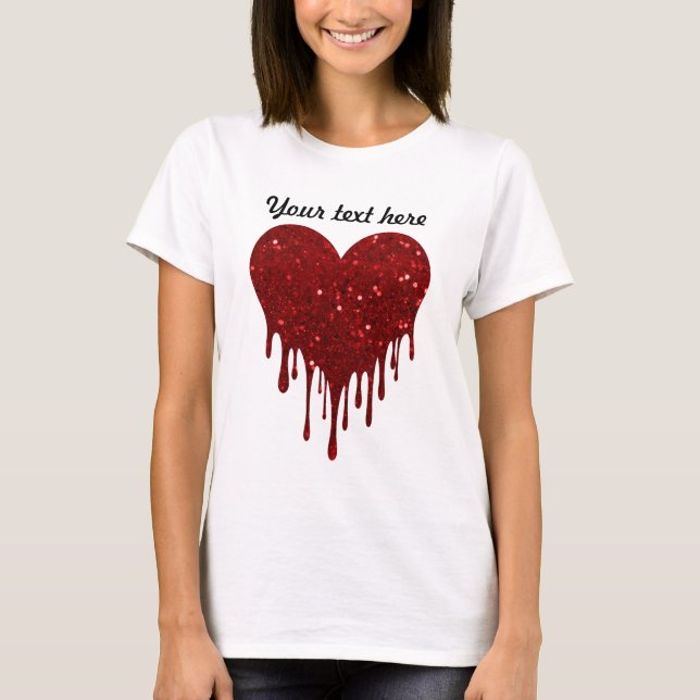 Camiseta Coleta de Design de Coração com Glitter (Frente)