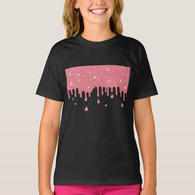 Camiseta Coleta de Efeito Luminoso Rosa e Estilhaços (Frente)