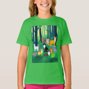 Camiseta Coleta de Gatos em Glade Floresta Sombria