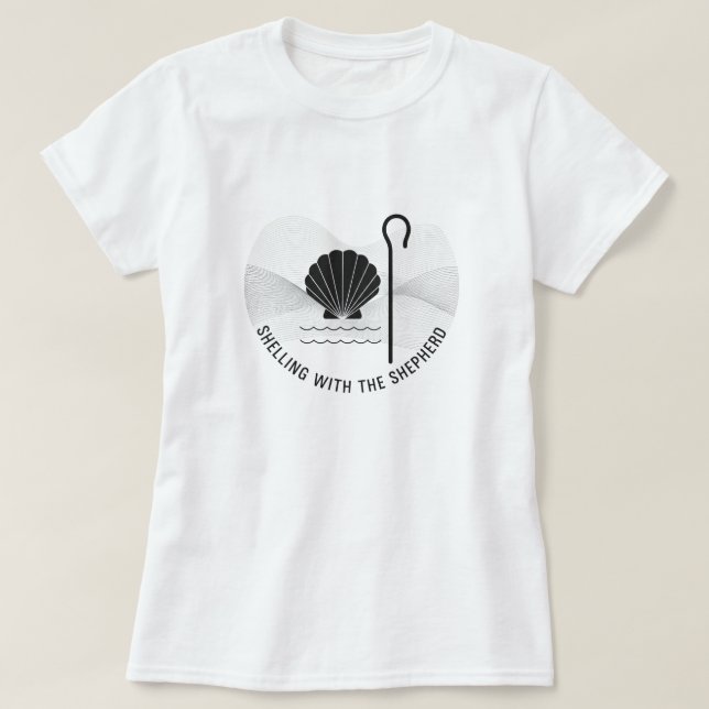 Camiseta Coletando Conchas com o Pastor – Fé das Mulheres & (Frente do Design)