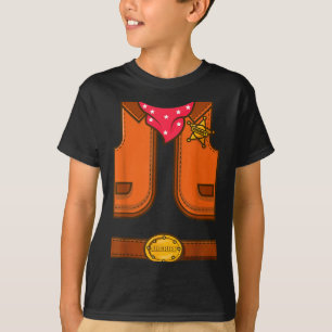 Camiseta Colete de Cowboy de Halloween Xerife Ocidental Eng