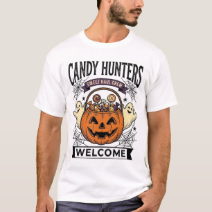 Camiseta Coletor de Doces de Halloween Gravura Antiga Abóbo
