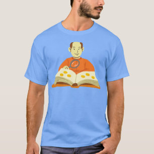 Camiseta Coletor de Moedas lendo seu álbum