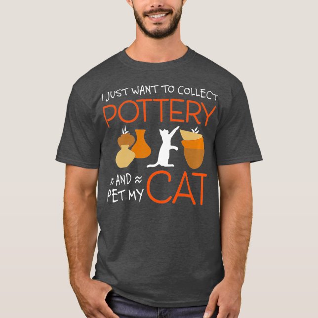 Camiseta Coletores De Cerâmica Engraçados E Amantes De Gato (Frente)