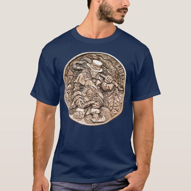 Camiseta Coletores de Moedas Buffalo Nickel Hobo Leprechaun (Frente)