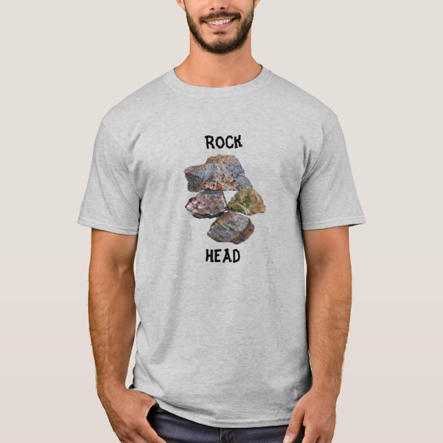 Camiseta Coletores Minerais de Rock Head Engraçado (Frente)