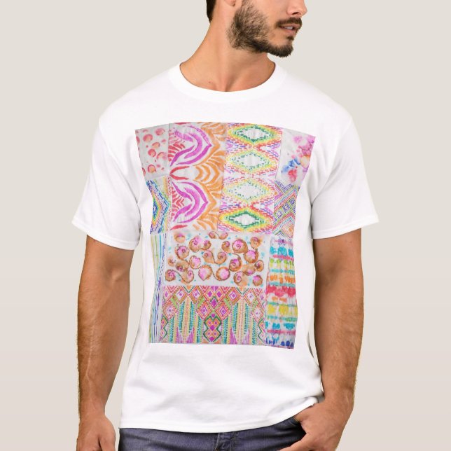 Camiseta Colheita de abstrato, padrão de coloração de grava (Frente)