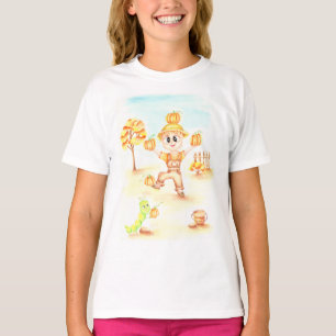 Camiseta colheita de feliz, garotinho de gengibre