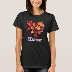 Camiseta Colheita de Outono Coração Folhas