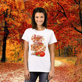 Camiseta Colheita de outono quente Mesa estática feminina