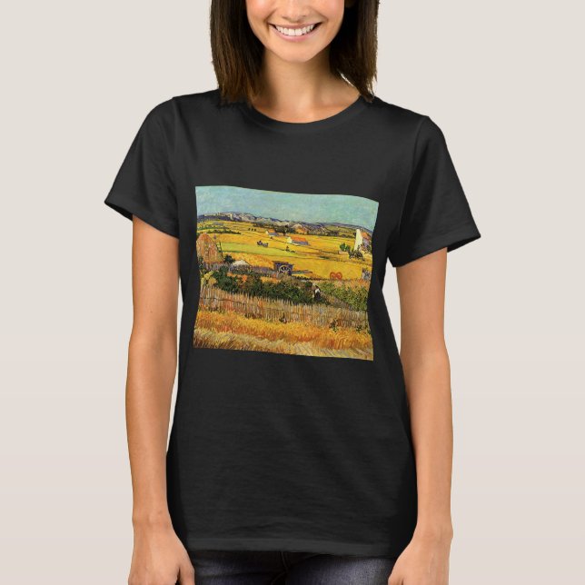 Camiseta Colheita em La Crau, Montmajour, por Vincent van G (Frente)