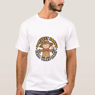 Camiseta Colheita Feliz Vibrações de Outono Apenas Espantal