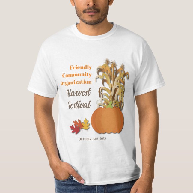 Camiseta Colheita Pumpkin Corn Stalks outono outono (Frente)