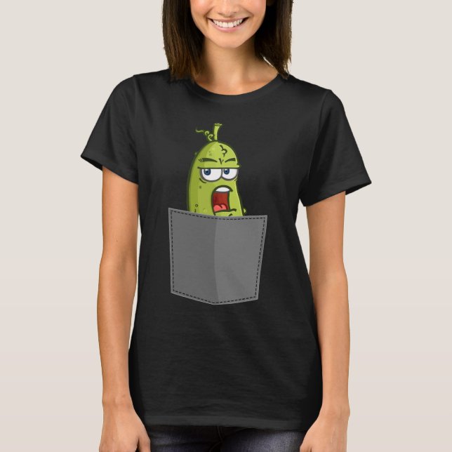 Camiseta Colher Comida Falso Pocket Dill Cucumber Vegan (Frente)