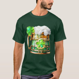 Camiseta Colheres irlandesas de cerveja Sláinte Shamrock cl
