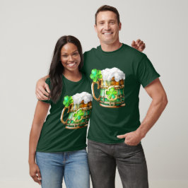 Camiseta Colheres irlandesas de cerveja Sláinte Shamrock cl