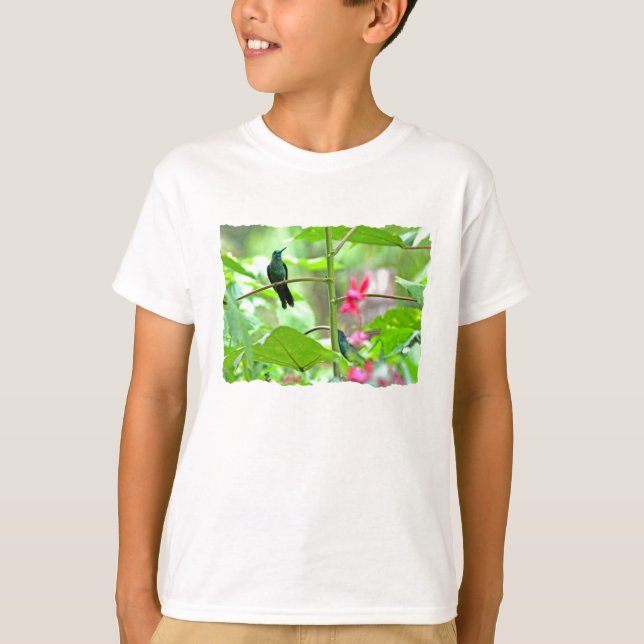 Camiseta Colibri e flores tropicais (Frente)