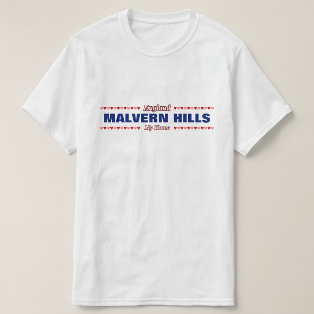 Camiseta COLINAS de MALVERN - minha casa - Inglaterra; (Frente do Design)