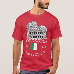 Camiseta Coliseu Roma Itália Lembrança com Bandeira Italian