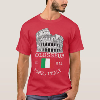 Camiseta Coliseu Roma Itália Lembrança com Bandeira Italian