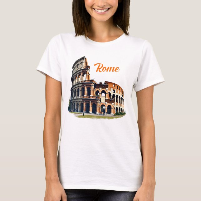 Camiseta Coliseu Romano Itália Viagem Gráfico T-Shirt (Frente)