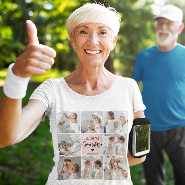 Camiseta Collage Photo Pink Nós Te Amo Avó Melhor Presente (Criador carregado)