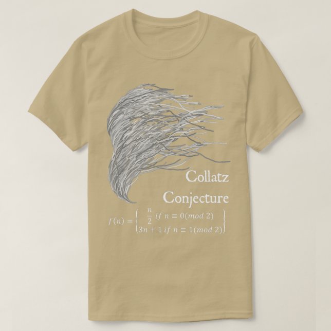 Camiseta Collatz Conjetura 3n1 Física matemática Design pre (Frente do Design)