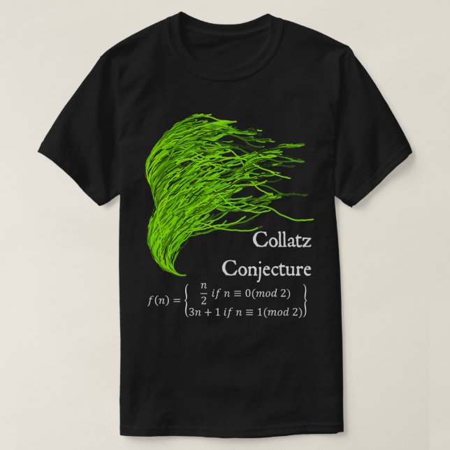 Camiseta Collatz Conjetura 3n1 Mar Verde Professor de Matem (Frente do Design)