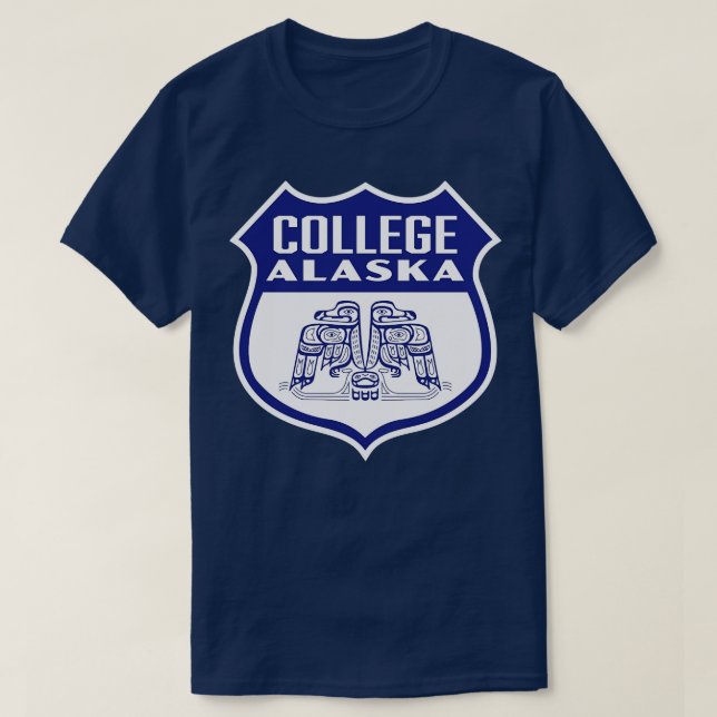 Camiseta College Alaska Retro Bird Shield Blue (Frente do Design)