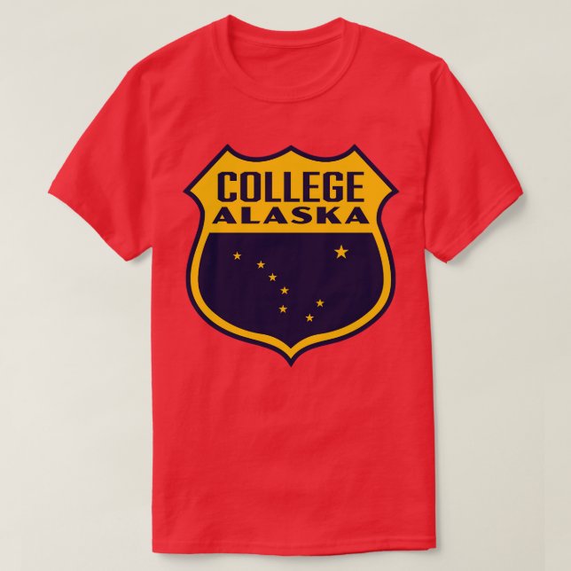 Camiseta College Alaska Retro Shield Amarelo (Frente do Design)