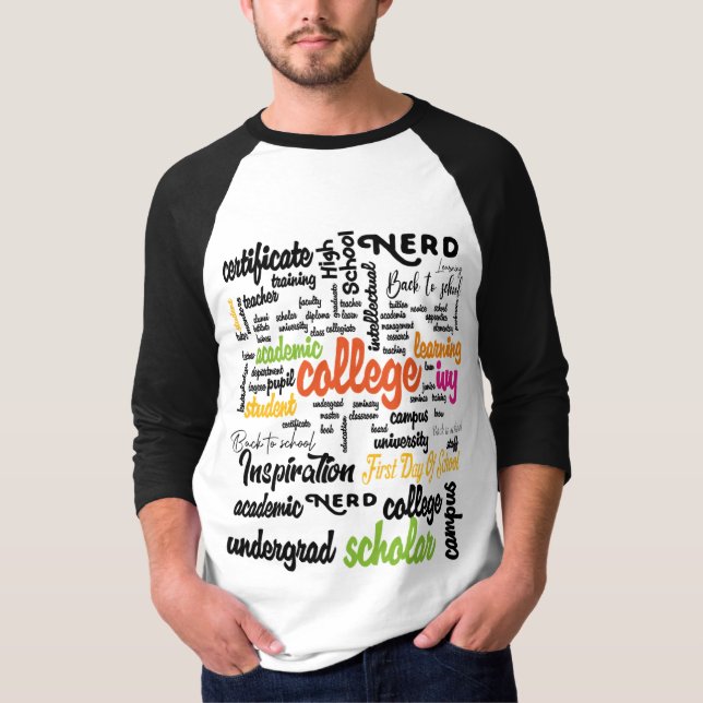 Camiseta College Education Word Cloud patterns (Frente)