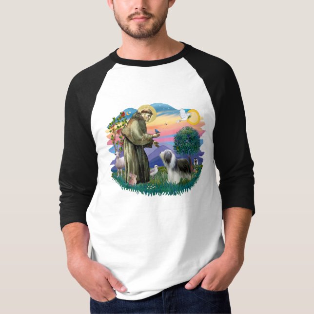 Camiseta Collie Barbudo (lousa-branco) (Frente)