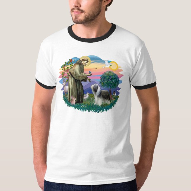Camiseta Collie Barbudo (lousa-branco) (Frente)