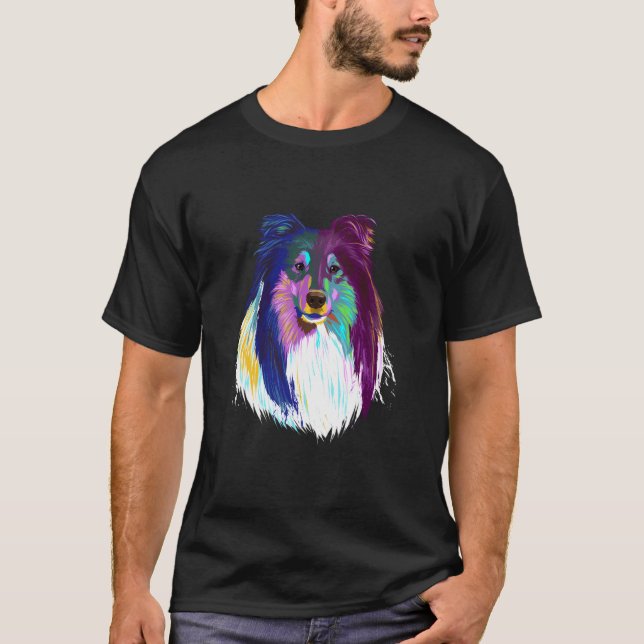 Camiseta Collie Colorida Rough (Frente)