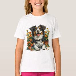 Camiseta Collie De Borda Corta Em Flores