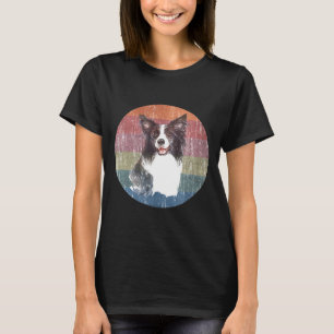 Camiseta Collie Dog Cabeça De Borda Aquarela Em Socorros D