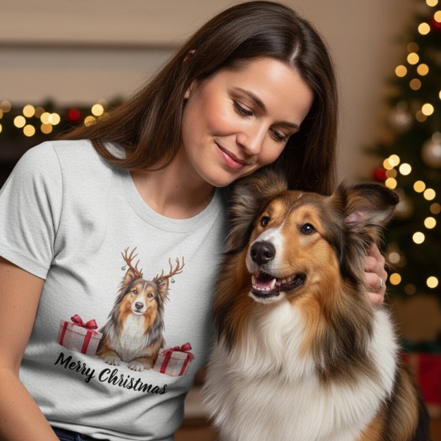 Camiseta Collie dog - Festive Collie (Criador carregado)