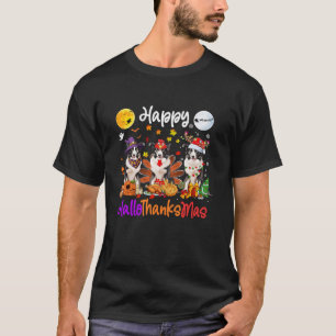 Camiseta Collie Dog Hallothanksm na fronteira de Natal das 