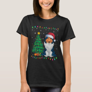 Camiseta Collie Dog Santa Hat Homens Mulheres Crianças Xmas