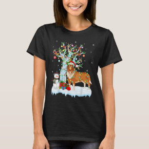 Camiseta Collie Dog Xmas Tree Lighting Rough Collie C