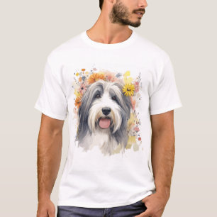 Camiseta Collie entorida entre flores silvestres 1