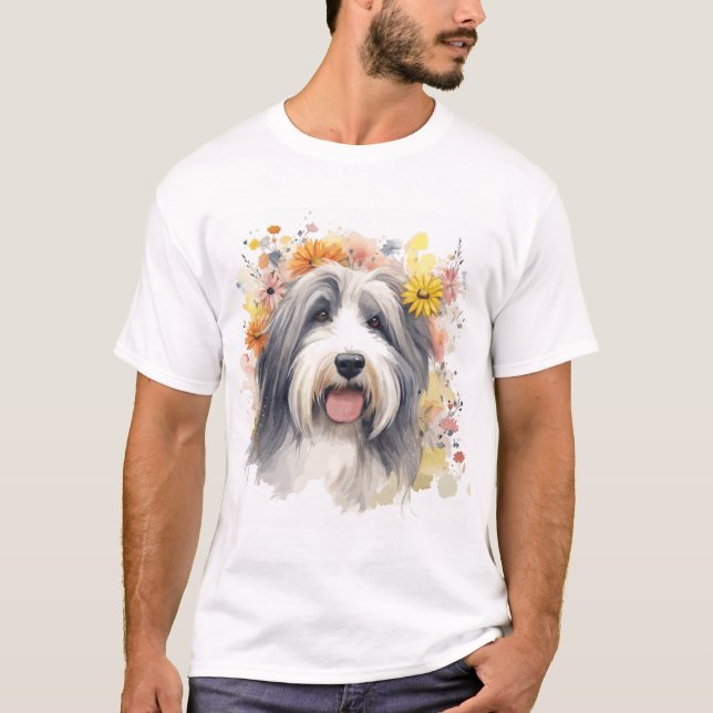 Camiseta Collie entorida entre flores silvestres 1 (Frente)