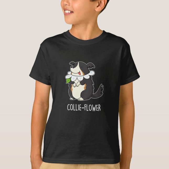 Camiseta Collie-flower Funny Border Collie Dog Dark BG (Frente)