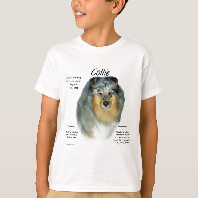 Camiseta Collie (mácula bruta) Design de História (Frente)