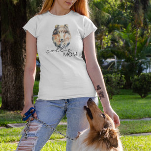 Camiseta Collie Mãe Cute Watercolor Amante de Cães