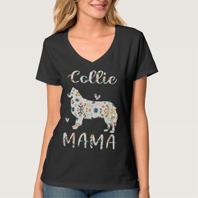 Camiseta Collie Mama Floral Dog Mom Love (Frente)