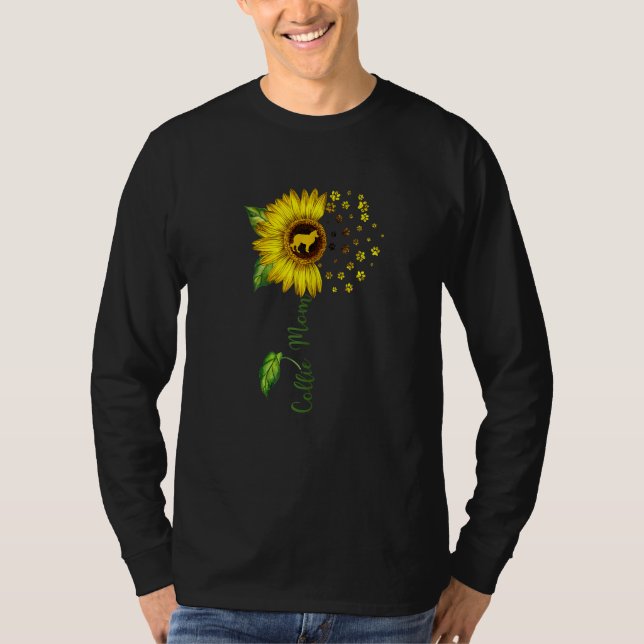 Camiseta Collie Mamãe Sunflower Collie Cachorro Mãe Mãe (Frente)