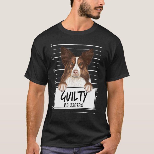 Camiseta Collie Mugshot Guilty Dog (Frente)