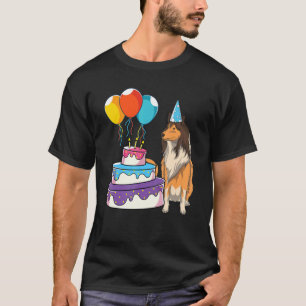 Camiseta Collie Owner Aniversário de criança Cake Pet Rough